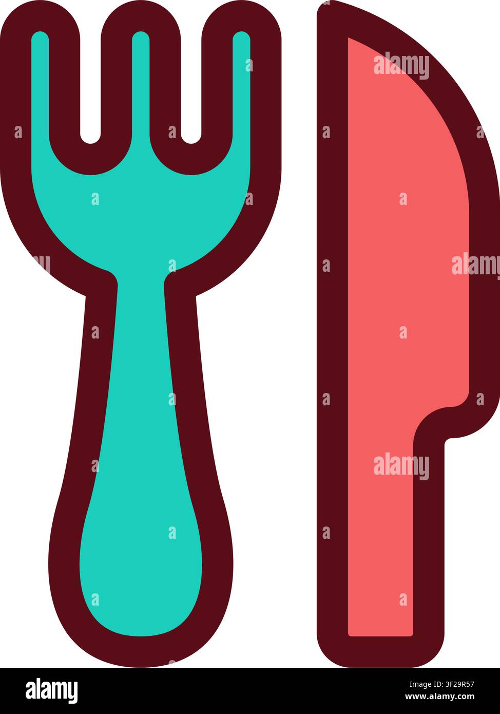 Fork Knife Icon, Cutlery, Utensil, Flatware, Silverware, Dining Stock Vector