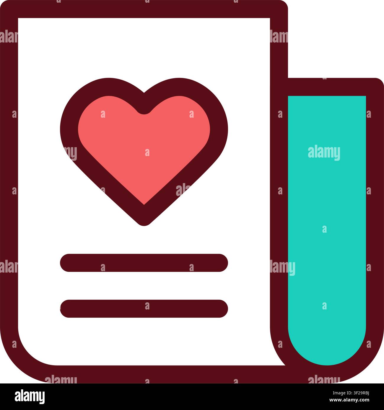Heart Invitation Letter Icon, Love, Romantic, Note Stock Vector