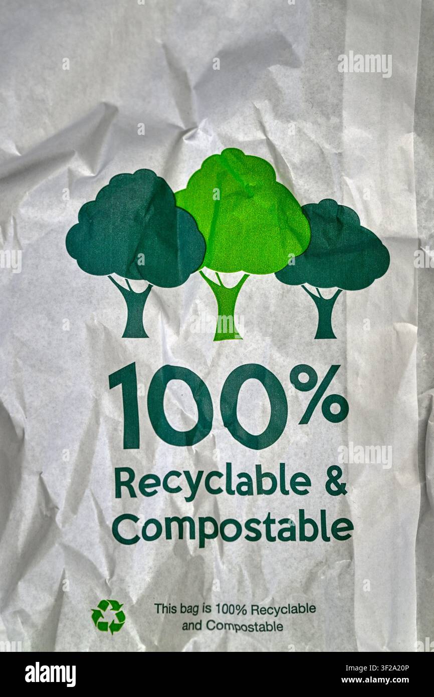 Recyclable and compostable paper bag Stock Photo
