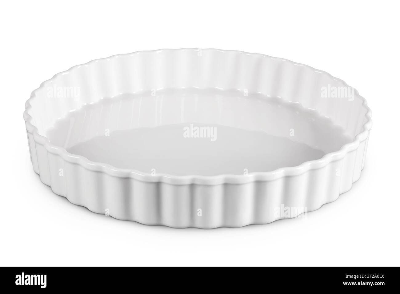 round ceramic baking dish isolated on white background Stock Photo