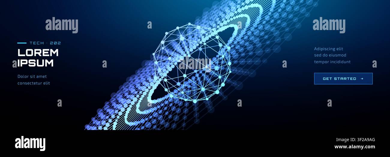 Ai background data and particle tech digital with space line globe. Abstract futuristic universe and light world vector with future network concept. P Stock Vector