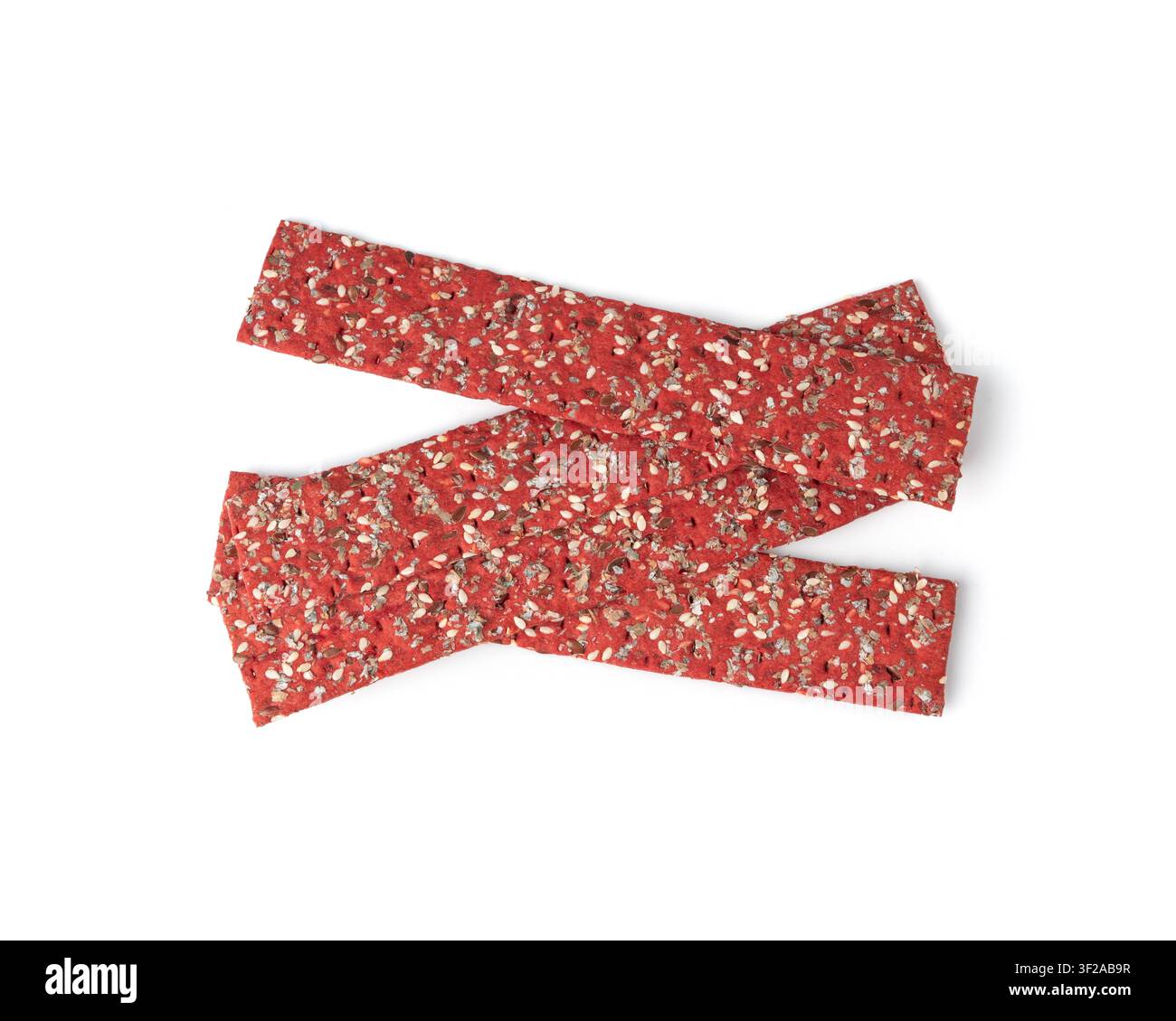 Beetroot crackers isolated, thin rusk beet root crisps on white background Stock Photo
