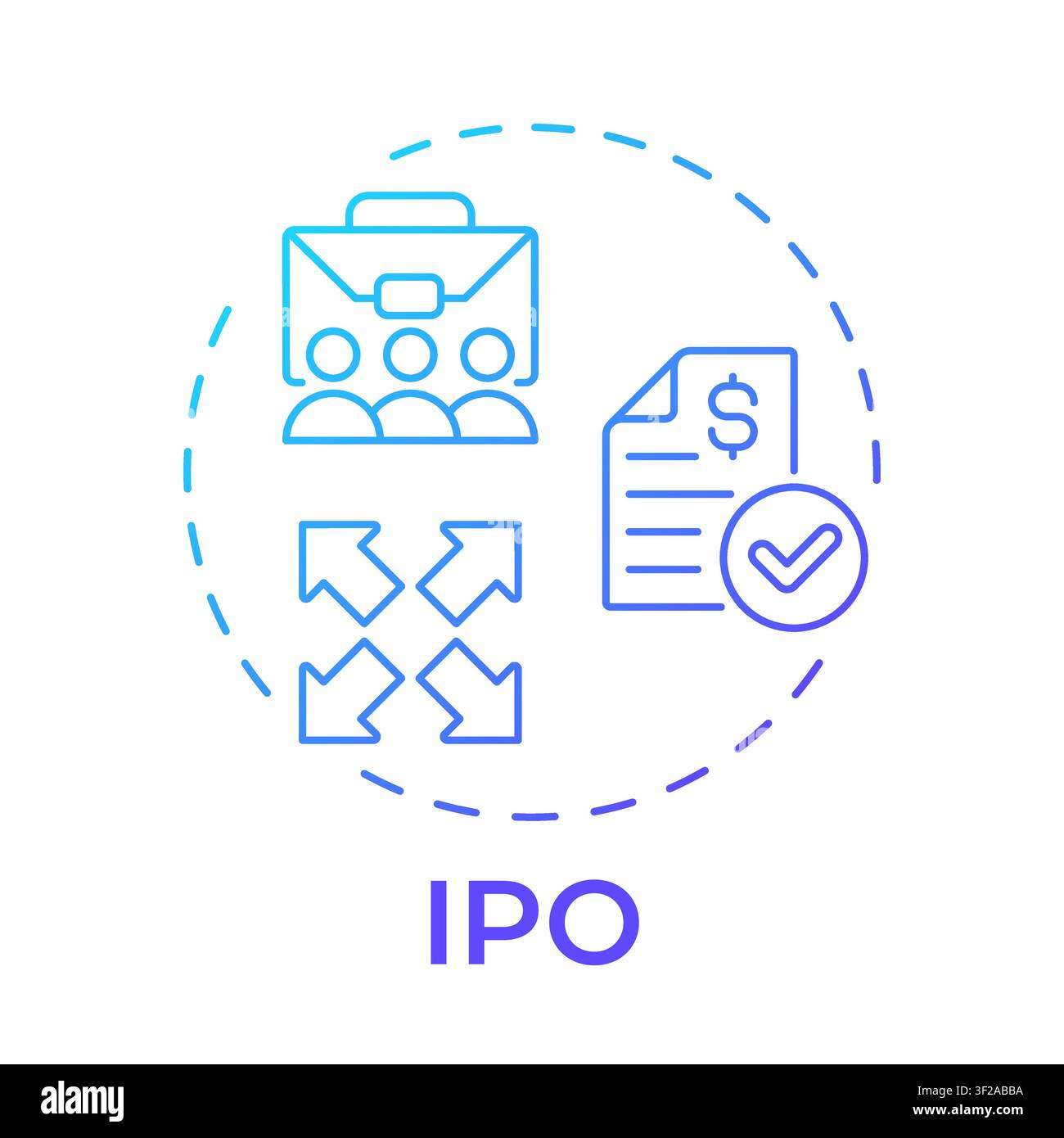 IPO blue gradient concept icon Stock Vector