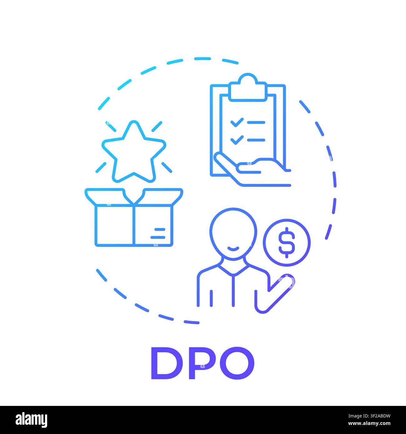 DPO blue gradient concept icon Stock Vector