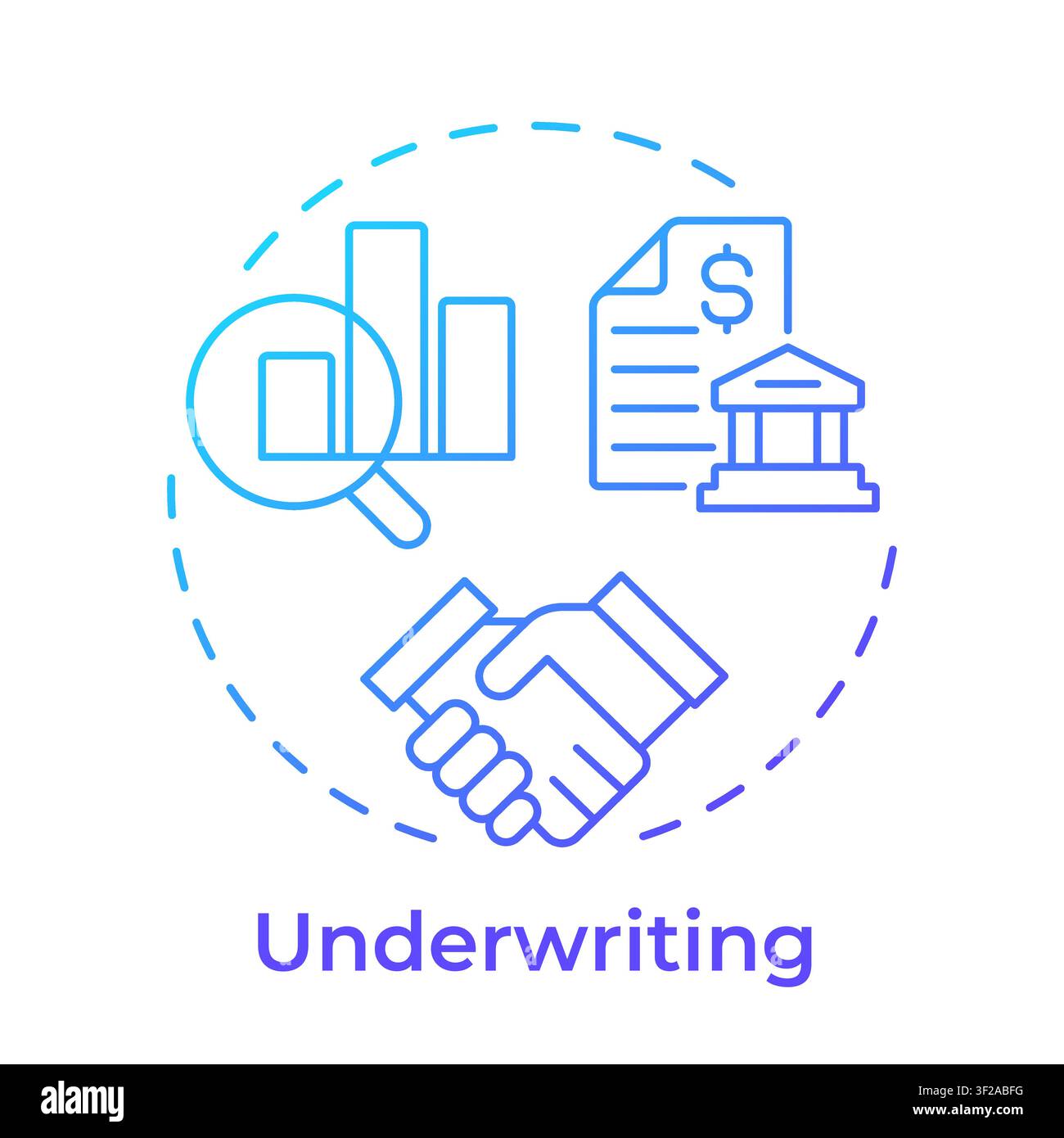 Underwriting blue gradient concept icon Stock Vector
