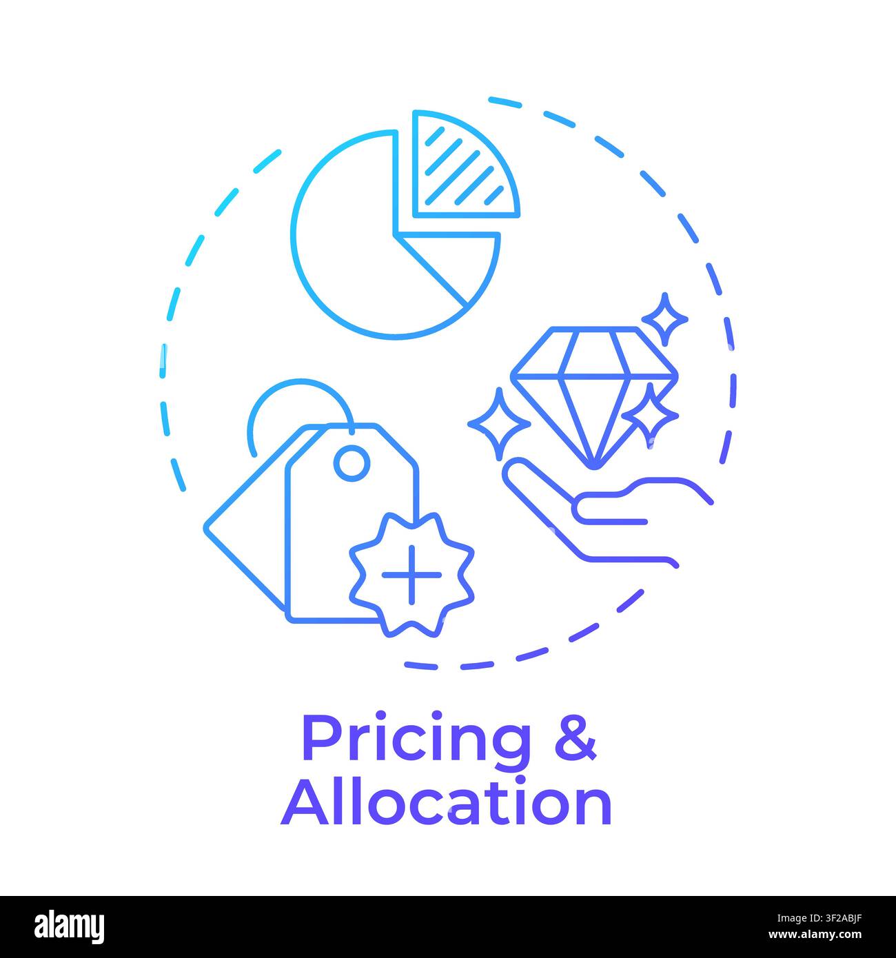 Pricing and allocation blue gradient concept icon Stock Vector