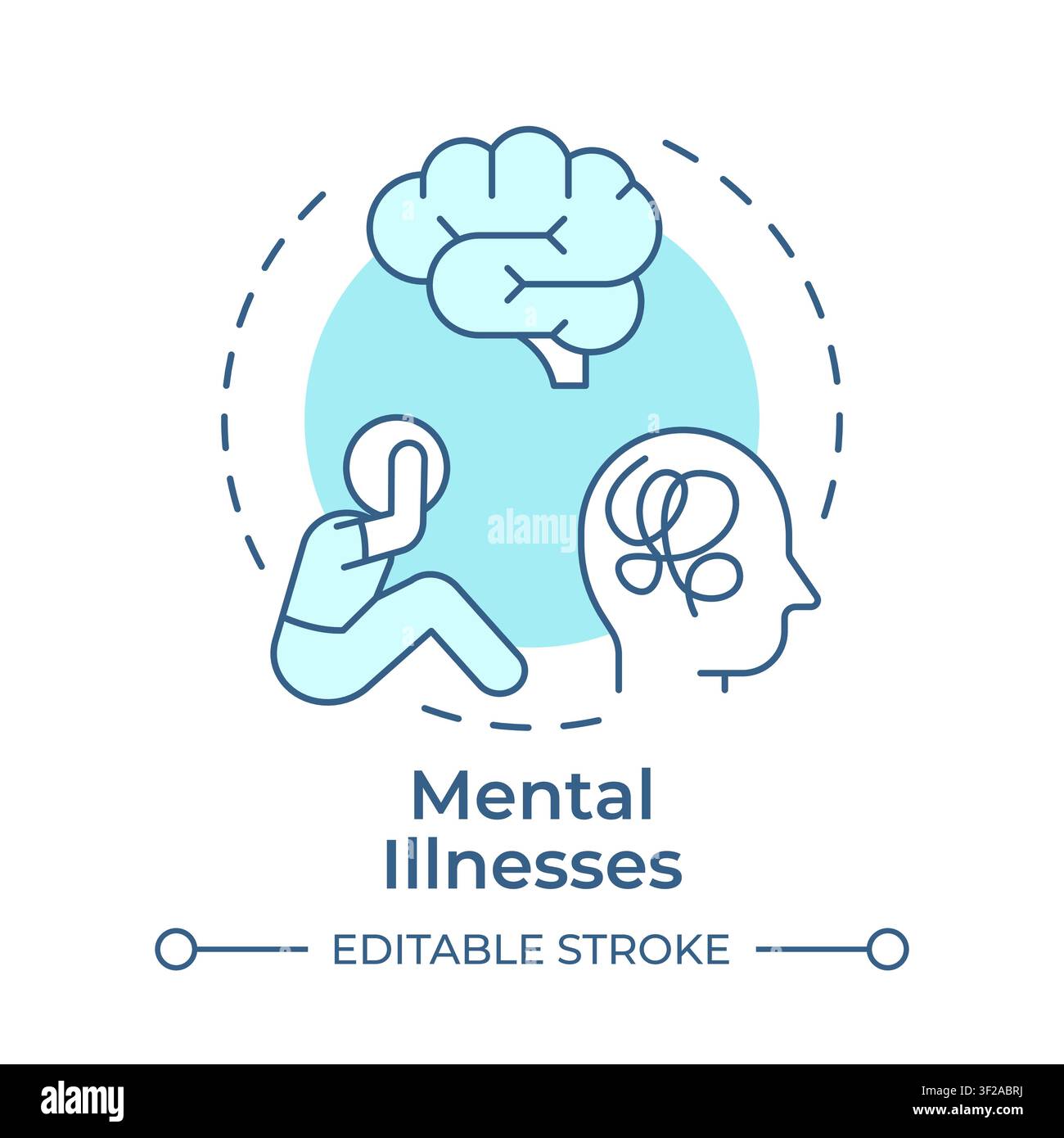 Mental illnesses soft blue concept icon Stock Vector