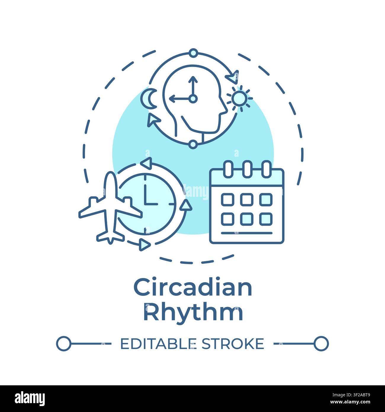 Circadian rhythm soft blue concept icon Stock Vector