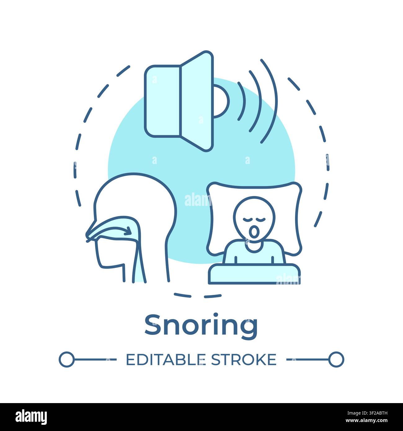 Snoring soft blue concept icon Stock Vector