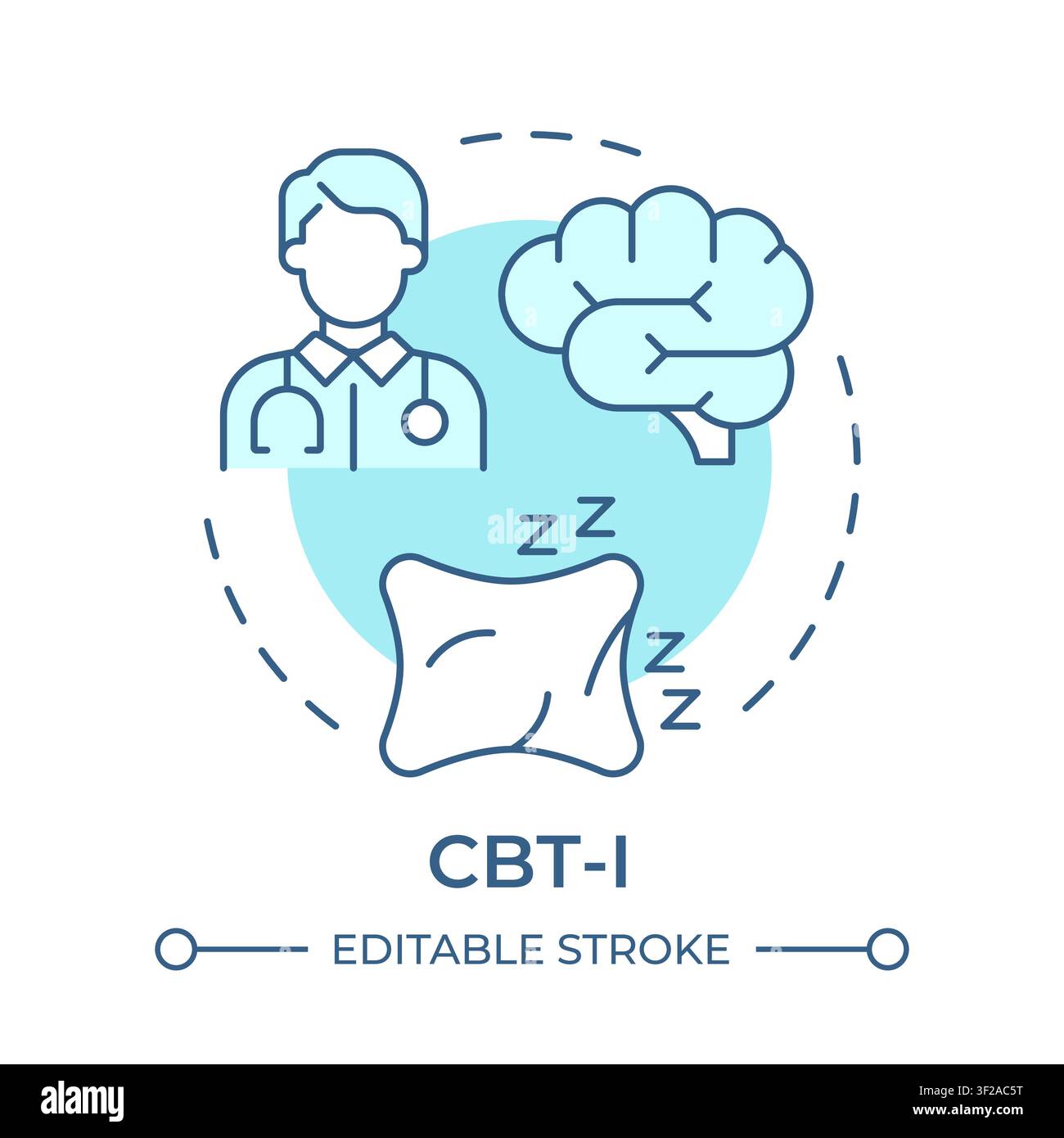 CBTI soft blue concept icon Stock Vector