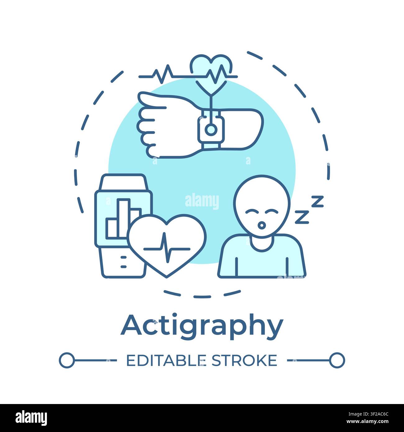 Actigraphy soft blue concept icon Stock Vector