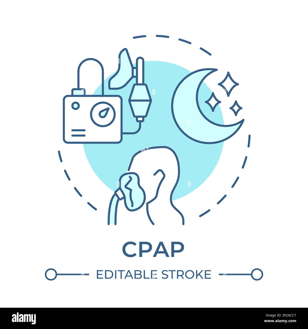 CPAP soft blue concept icon Stock Vector