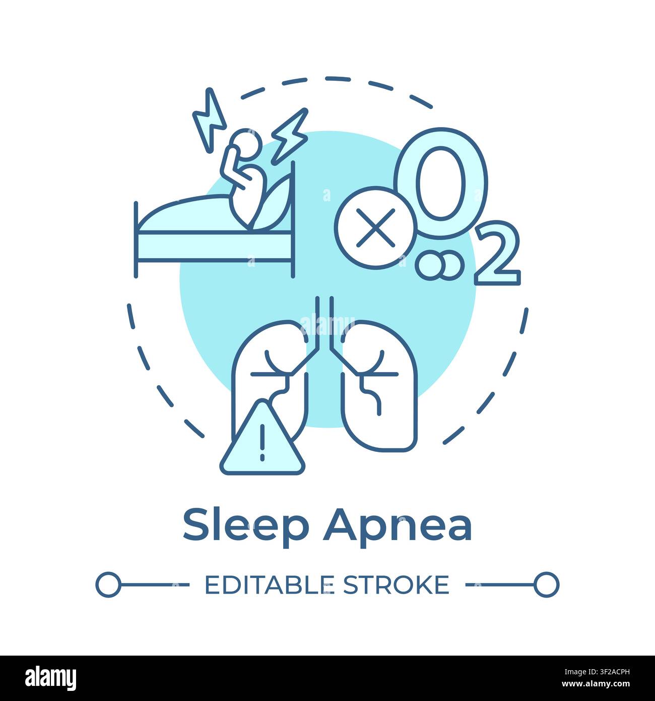 Sleep apnea soft blue concept icon Stock Vector