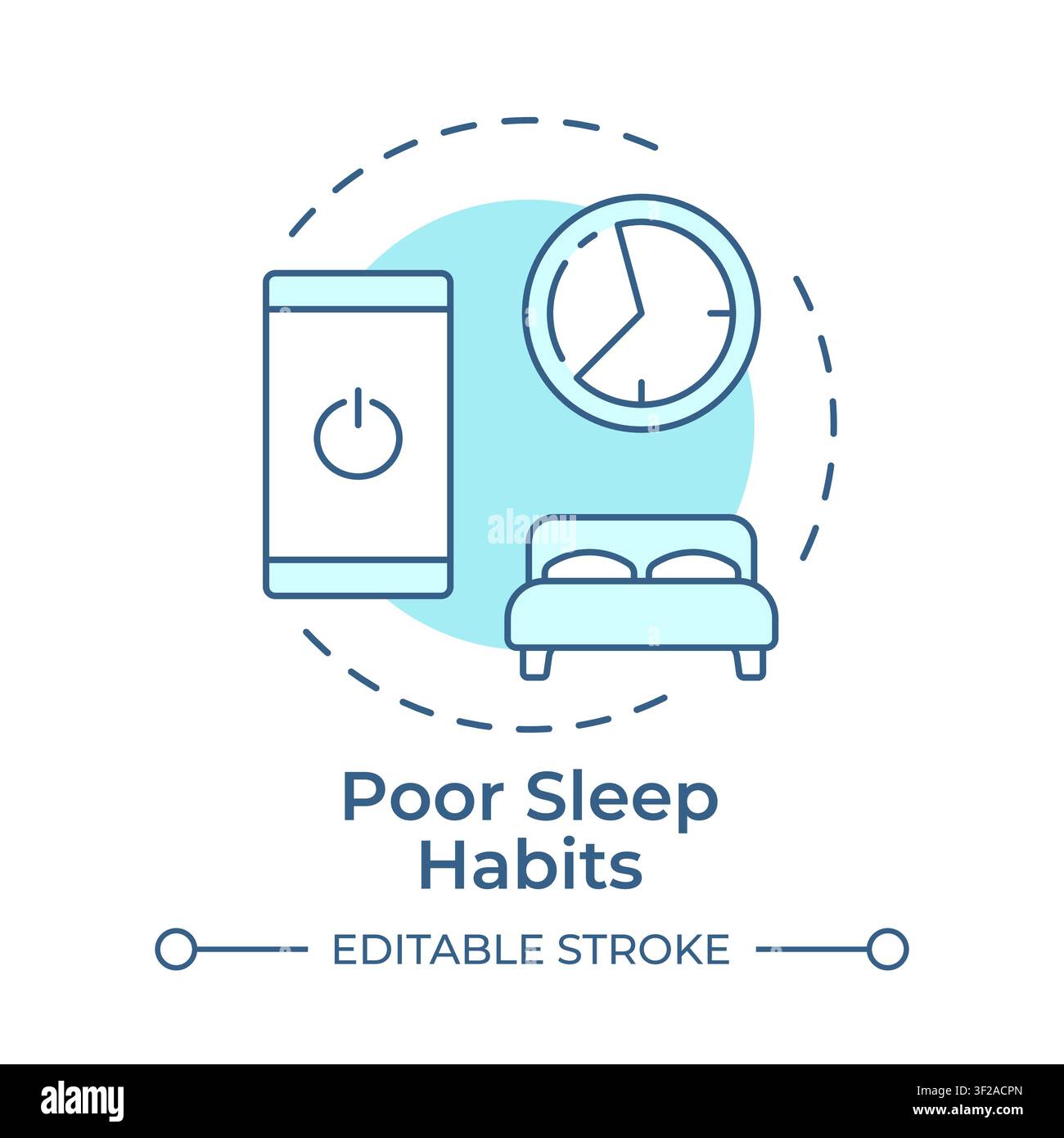 Poor sleep habits soft blue concept icon Stock Vector