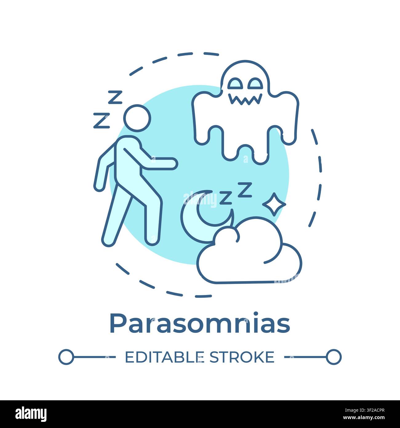 Parasomnias soft blue concept icon Stock Vector