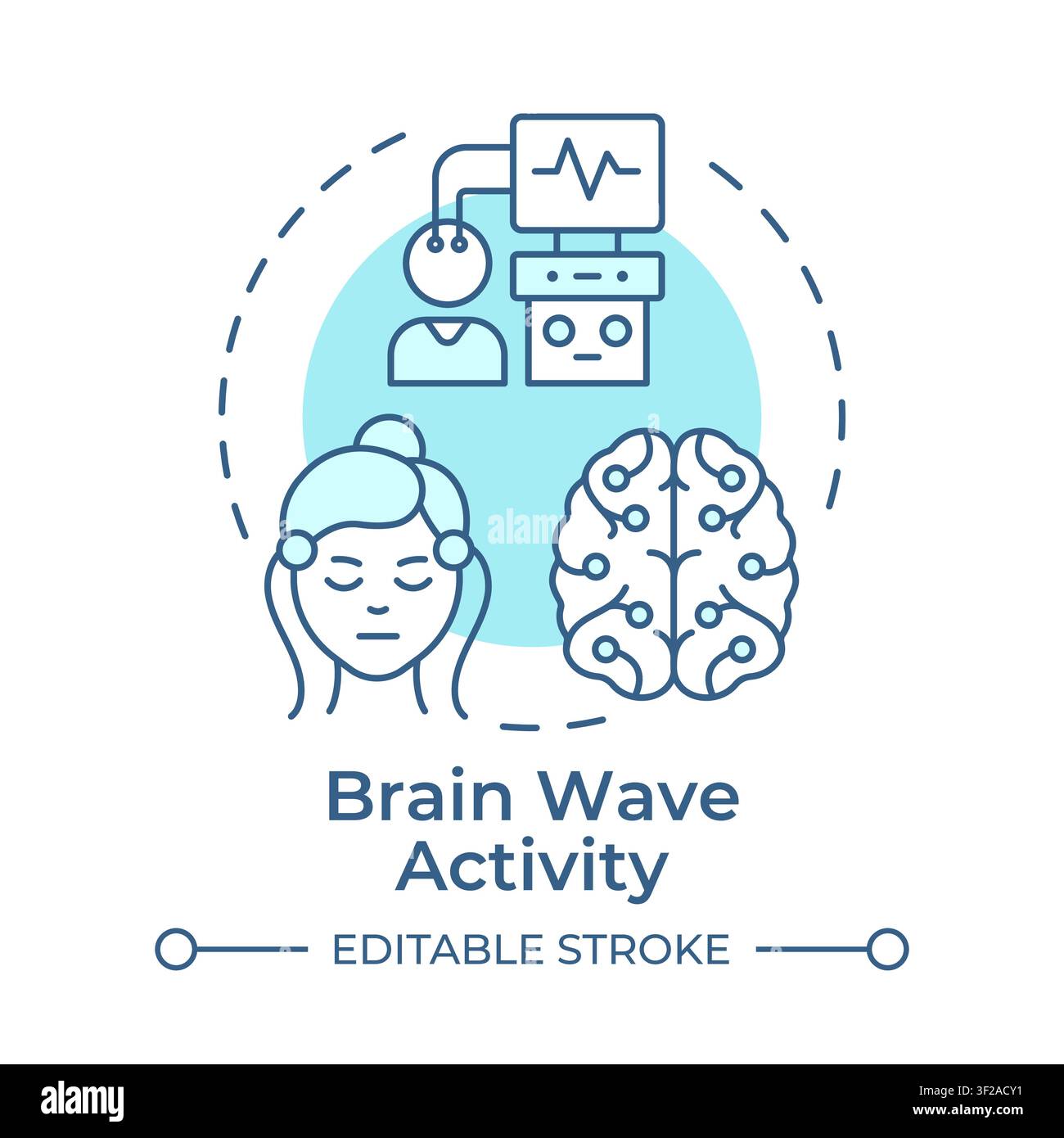 Brain wave activity soft blue concept icon Stock Vector