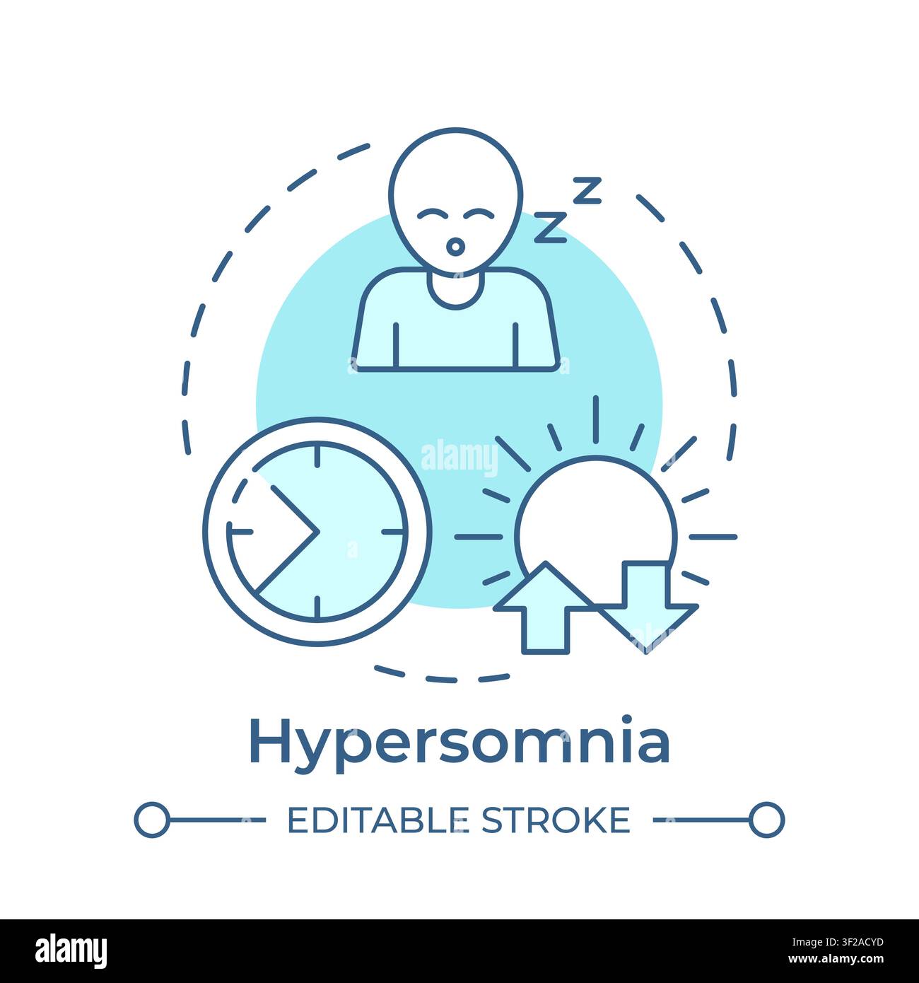 Hypersomnia soft blue concept icon Stock Vector