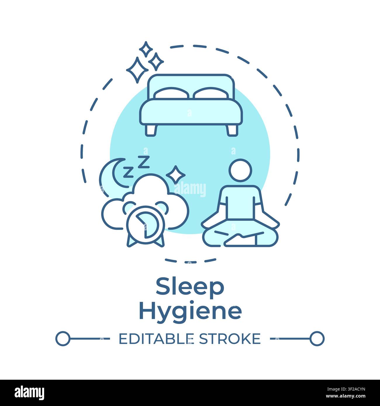 Sleep hygiene soft blue concept icon Stock Vector