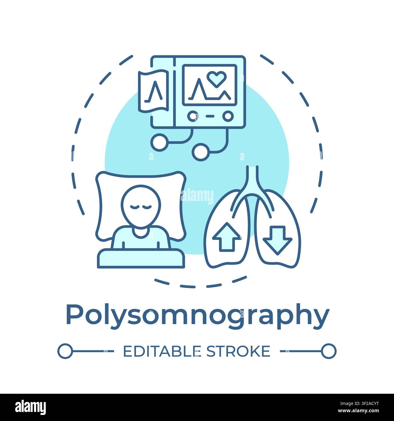 Polysomnography soft blue concept icon Stock Vector