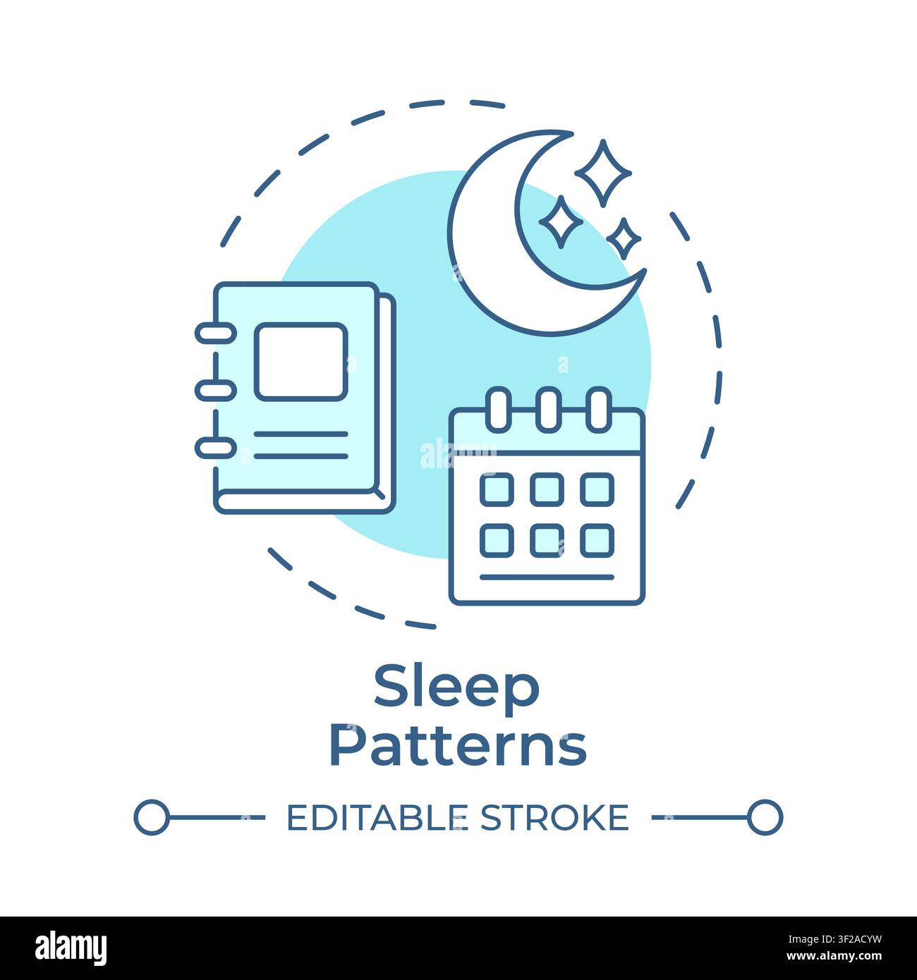 Sleep patterns soft blue concept icon Stock Vector