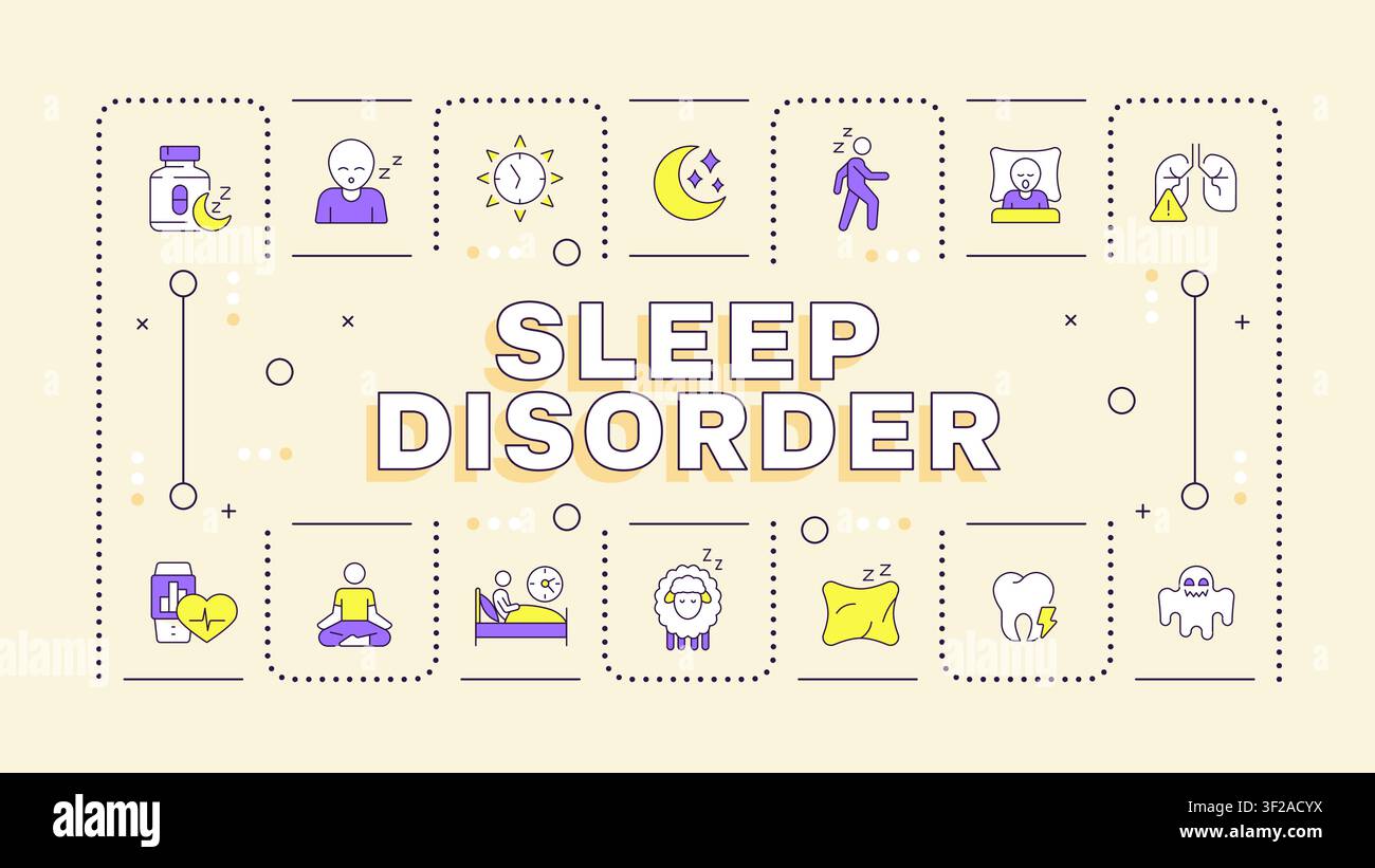 Sleep disorder pastel yellow word concept Stock Vector