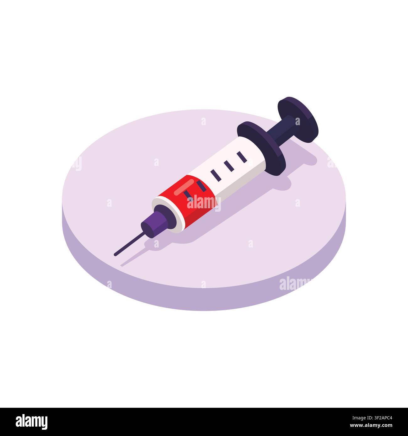 Syringe with red liquid isometric vector illustration Stock Vector