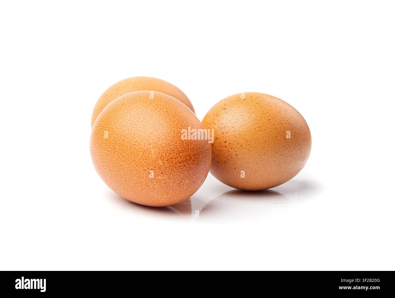 Chicken Eggs Isolated, Whole Poultry Egg, Fresh Healthy Farm Food, Easter Concept, Brown Poultry Chicken Eggs Group on White Background Stock Photo