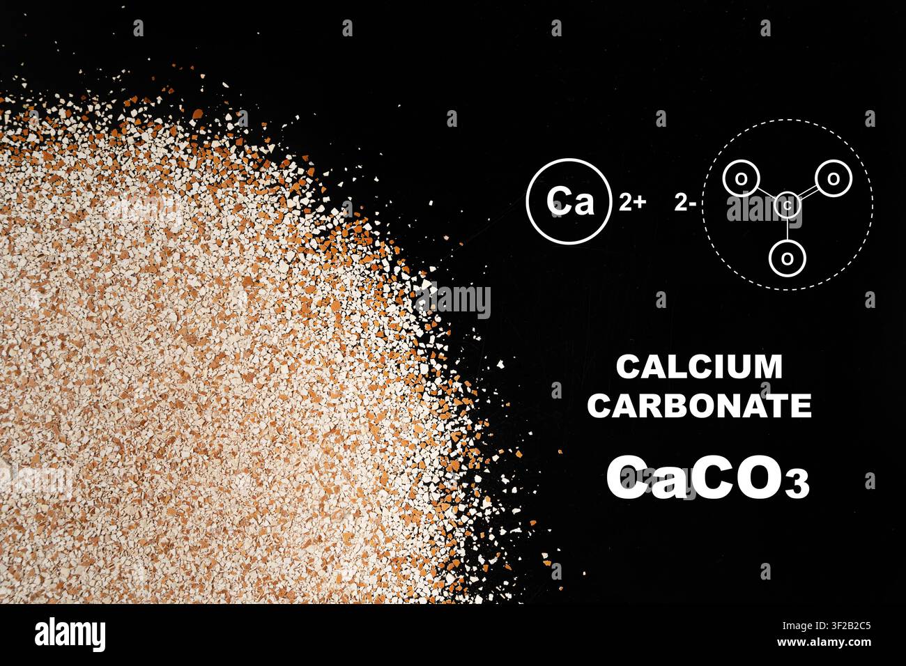 Broken egg shell as calcium carbonate, crushed eggshell, seashells, CaCO3 supplement, cracked eggshells, natural compost ingredient, broken egg shells Stock Photo