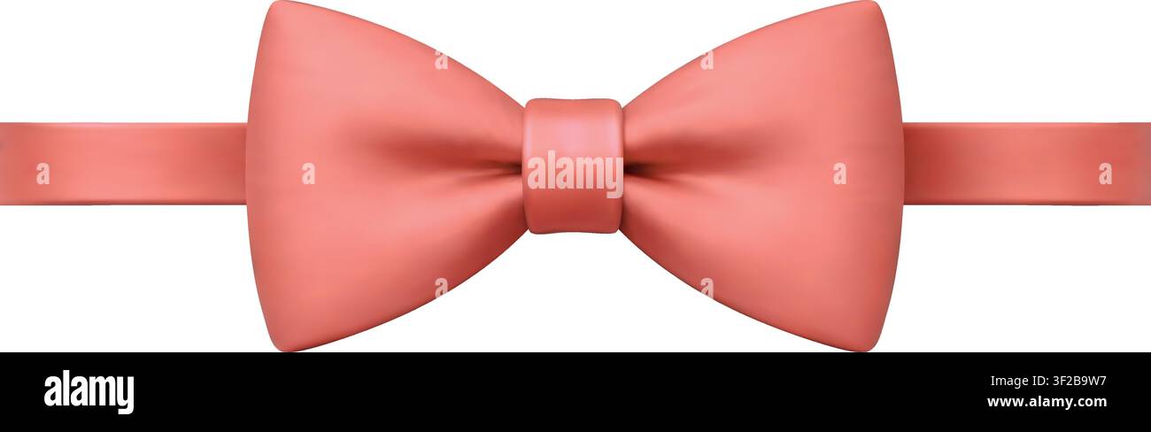 Realistic red bow tie isolated on white background. Stylish formal accessory illustration for Father Day celebration Stock Vector