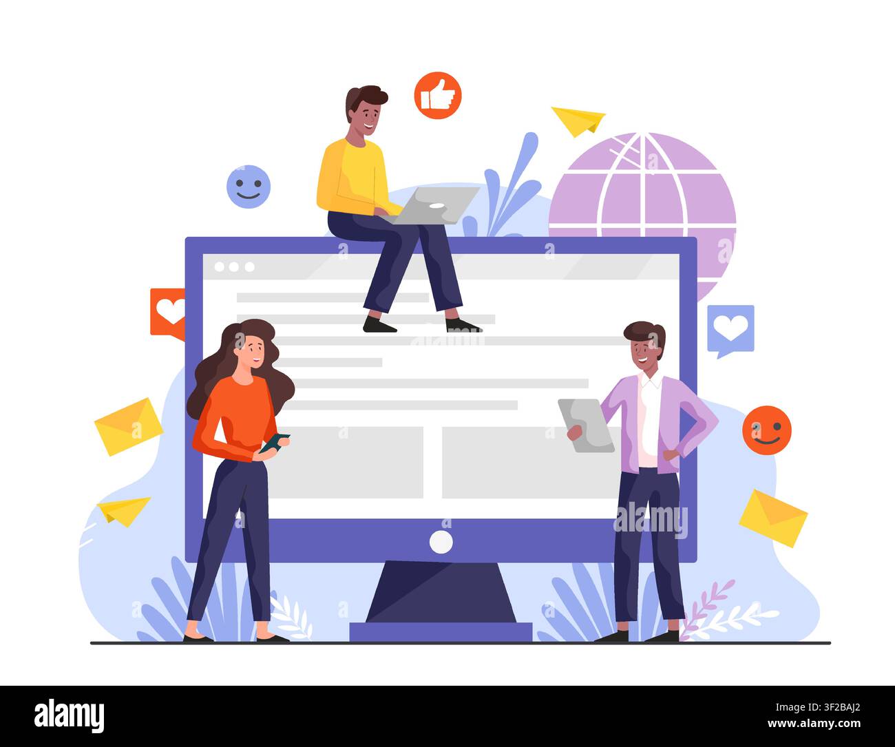 People communicating through social networking platform Stock Vector