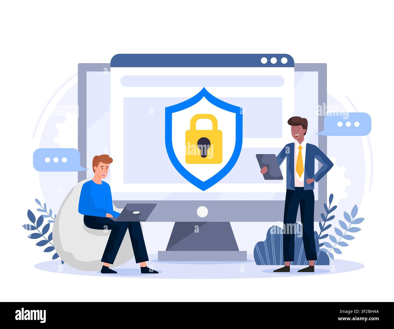 Cybersecurity and data protection concept Stock Vector