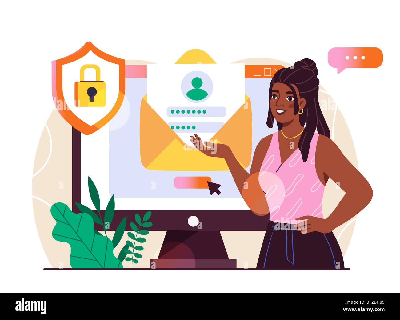Personal data security and protected email concept Stock Vector