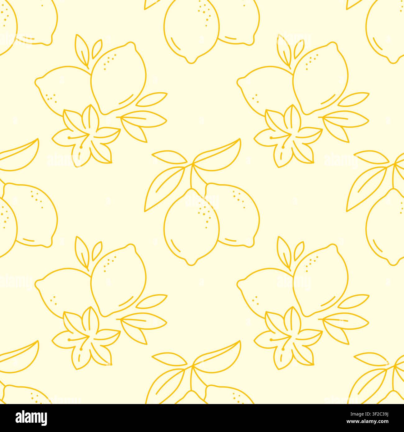 Colorful Abstract Geometric Lemon Pattern with Leaves Seamless Design Stock Vector