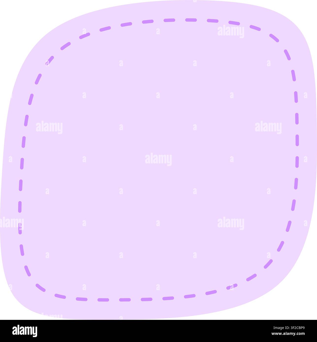 Soft pastel rounded square text box vector illustration with stitched dashed border for notes, labels, and planners. Stock Vector