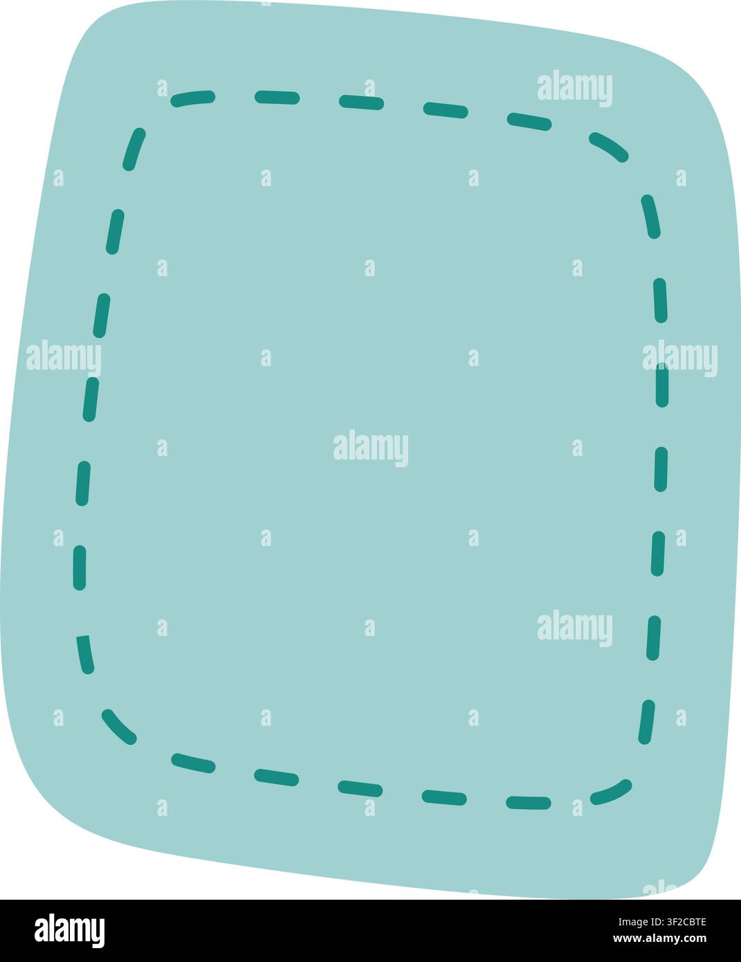Tilted rounded square label vector illustration featuring pastel color and decorative dashed outline. Stock Vector