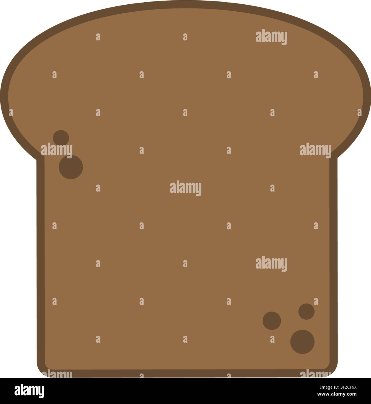 Minimalist Flat Design Brown Whole Wheat Bread Slice Vector Icon Stock Vector