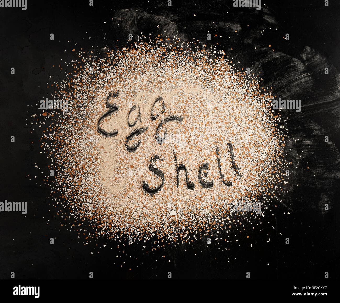 Broken Egg Shell Isolated, Crushed Eggshell, Calcium Supplement, Cracked Eggshells, Natural Compost Ingredient, Broken Egg Shells Pile on Black Backgr Stock Photo