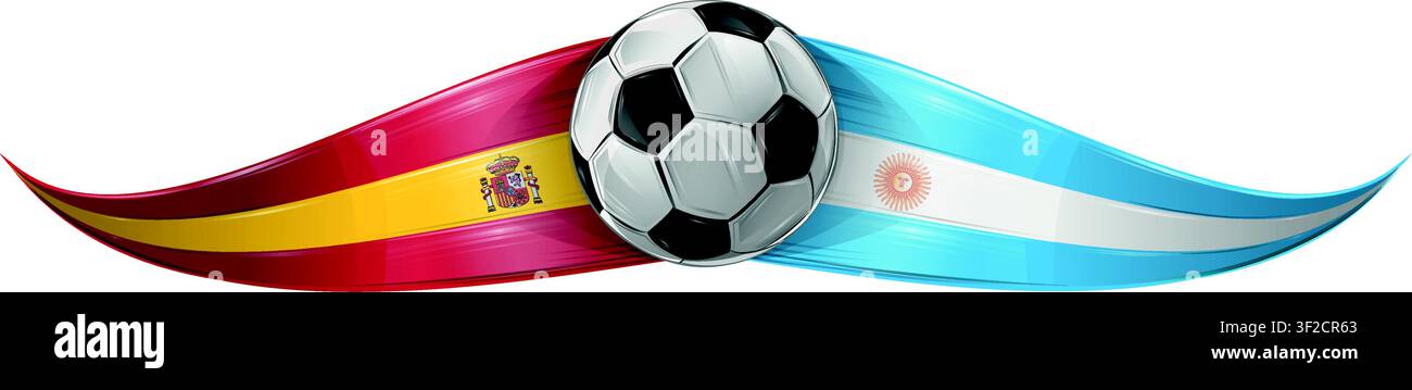 Soccer Ball with Spain and Argentina Flags, Vector Stock Vector