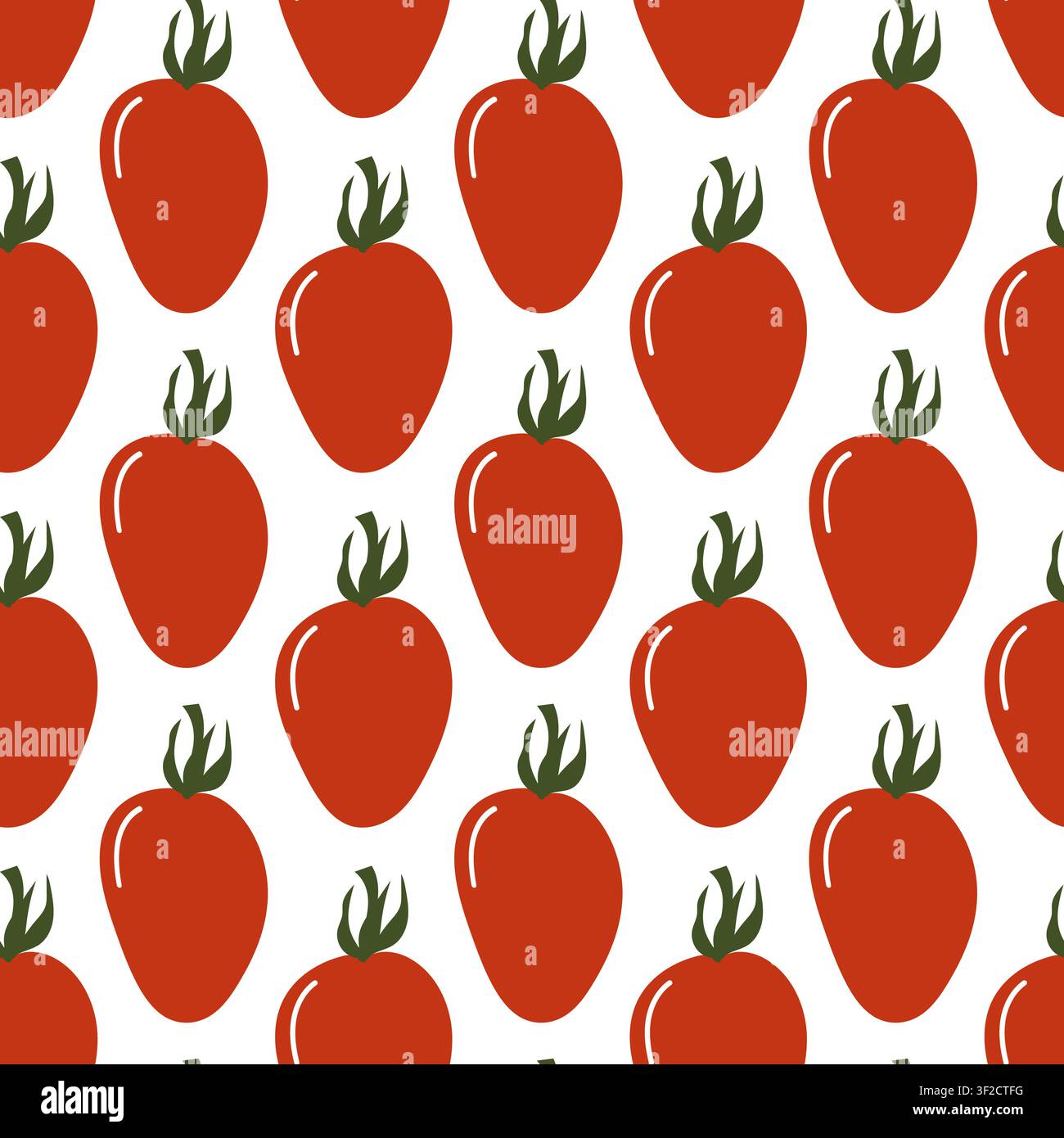 Fresh Red Tomato Seamless Pattern Healthy Vegetable Background Stock Vector