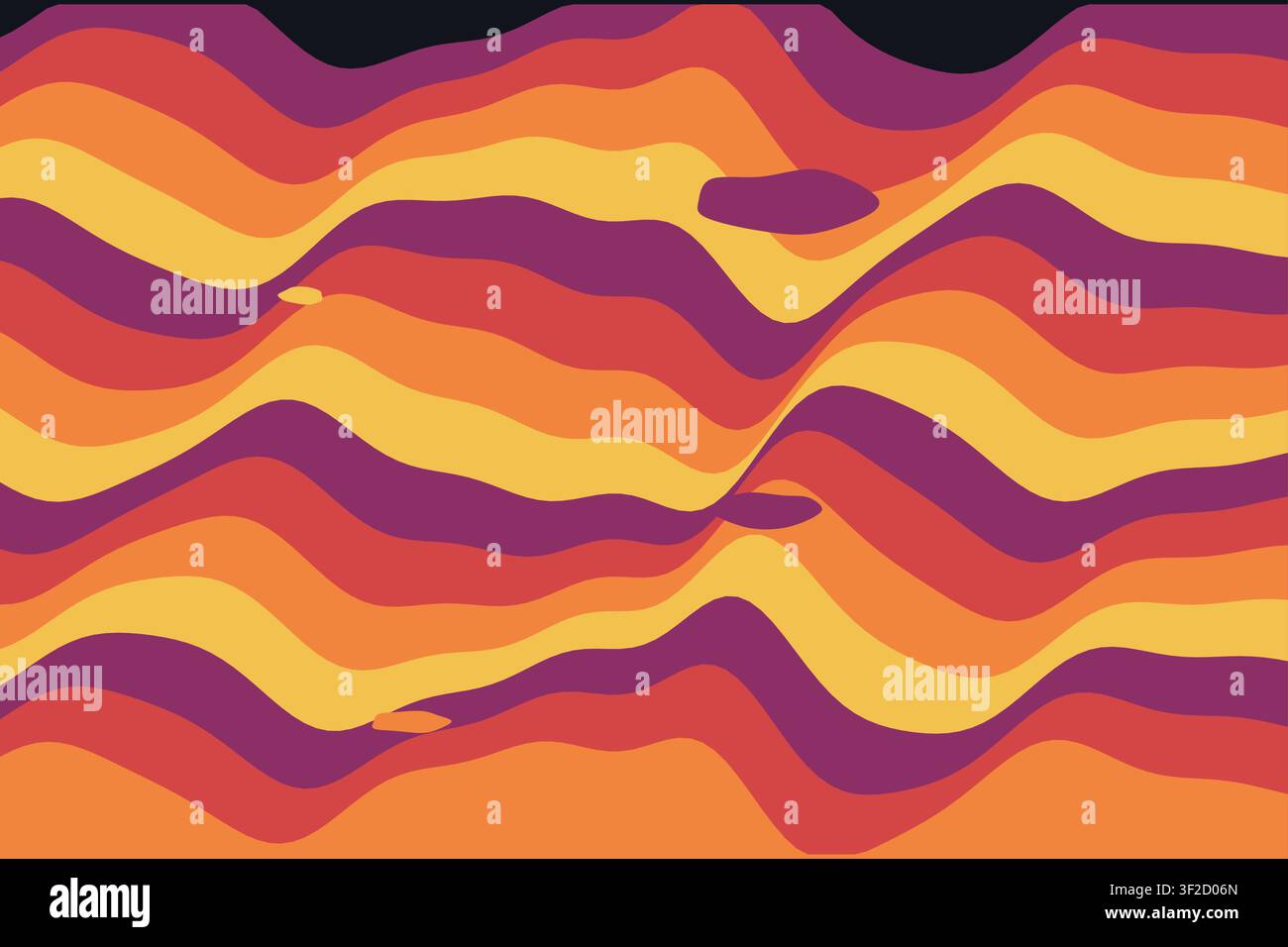 A flow of liquid marble with horizontal stripes in saturated colors. The design features waves that ripple and fold, creating an abstract effect suita Stock Vector