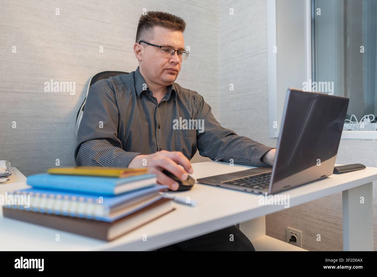 Coding, office and man on computer for programming, system upgrade and software design. Network, IT programmer and worker with pc for web development, Stock Photo