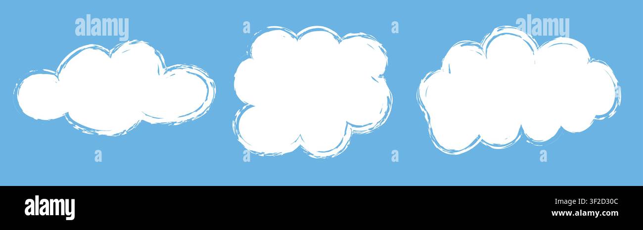 A hand-drawn outline drawing of a cloud set. Set of cloud icons sketch. Doodle children drawing. Solar icon. Vector illustration, Hand-drawn cloud set Stock Vector