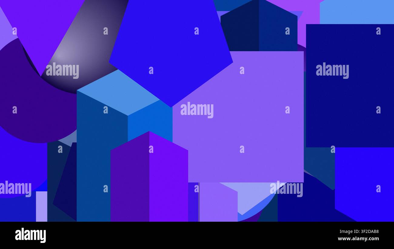 abstract background with flat and 3d figures Stock Photo