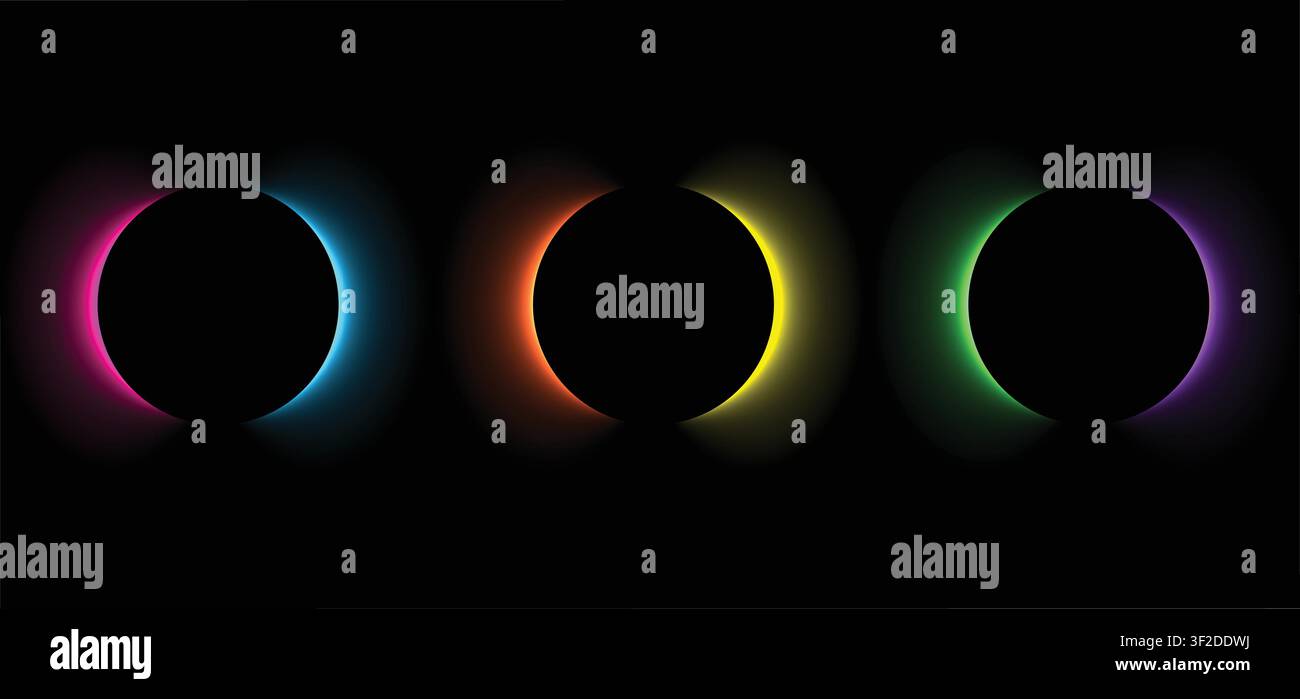 Futuristic Eclipsed Circle with blue lights Template Geometric eclipse-inspired vector featuring clean circular elements and glowing effects Stock Vector