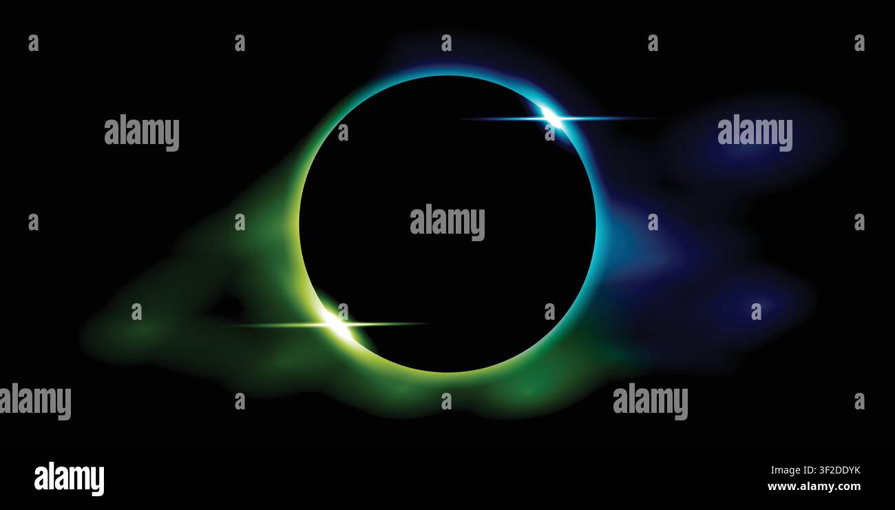 Futuristic Eclipsed Circle with blue lights Template Geometric eclipse-inspired vector featuring clean circular elements and glowing effects Stock Vector