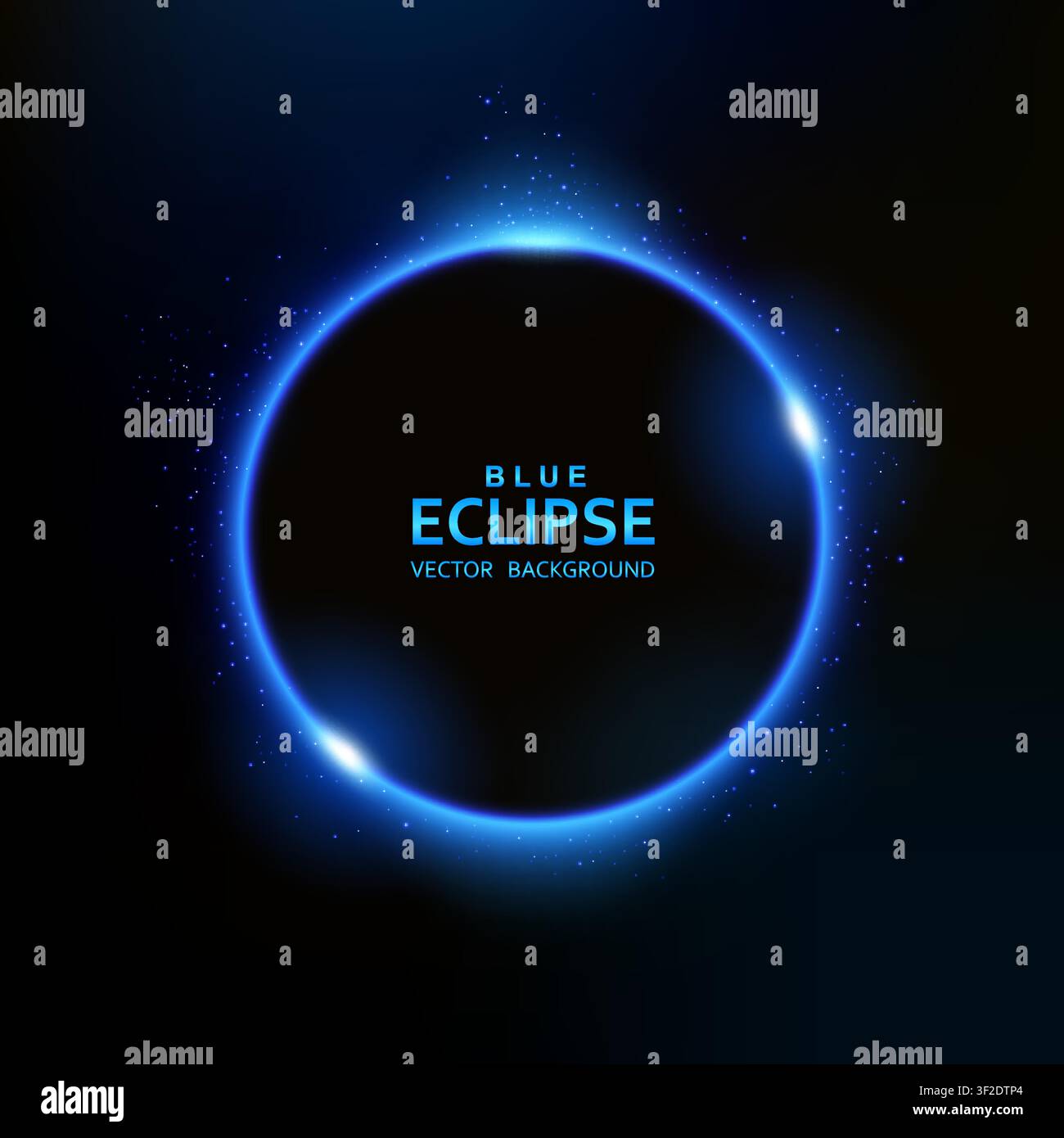 Blue Eclipse Isolated on Dark Background, Vector Illustration Stock Vector