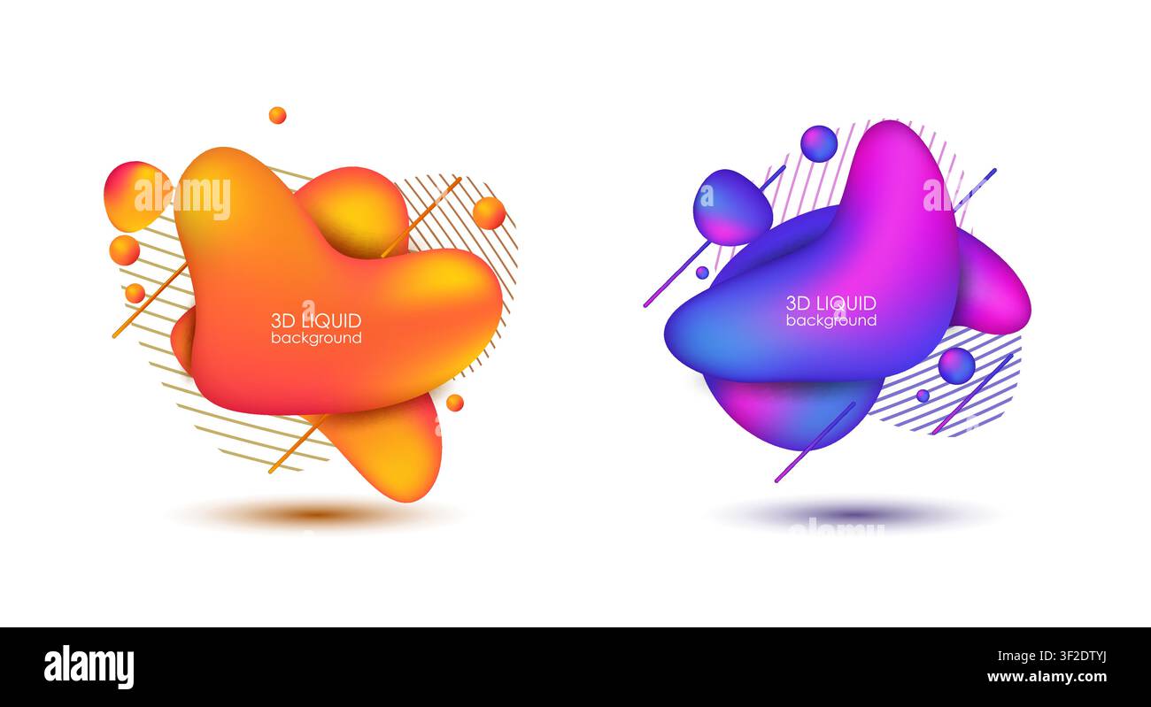 Set of Abstract Modern Graphic Elements. 3D Dynamical Colored Forms and Line, Vector Illustration Stock Vector