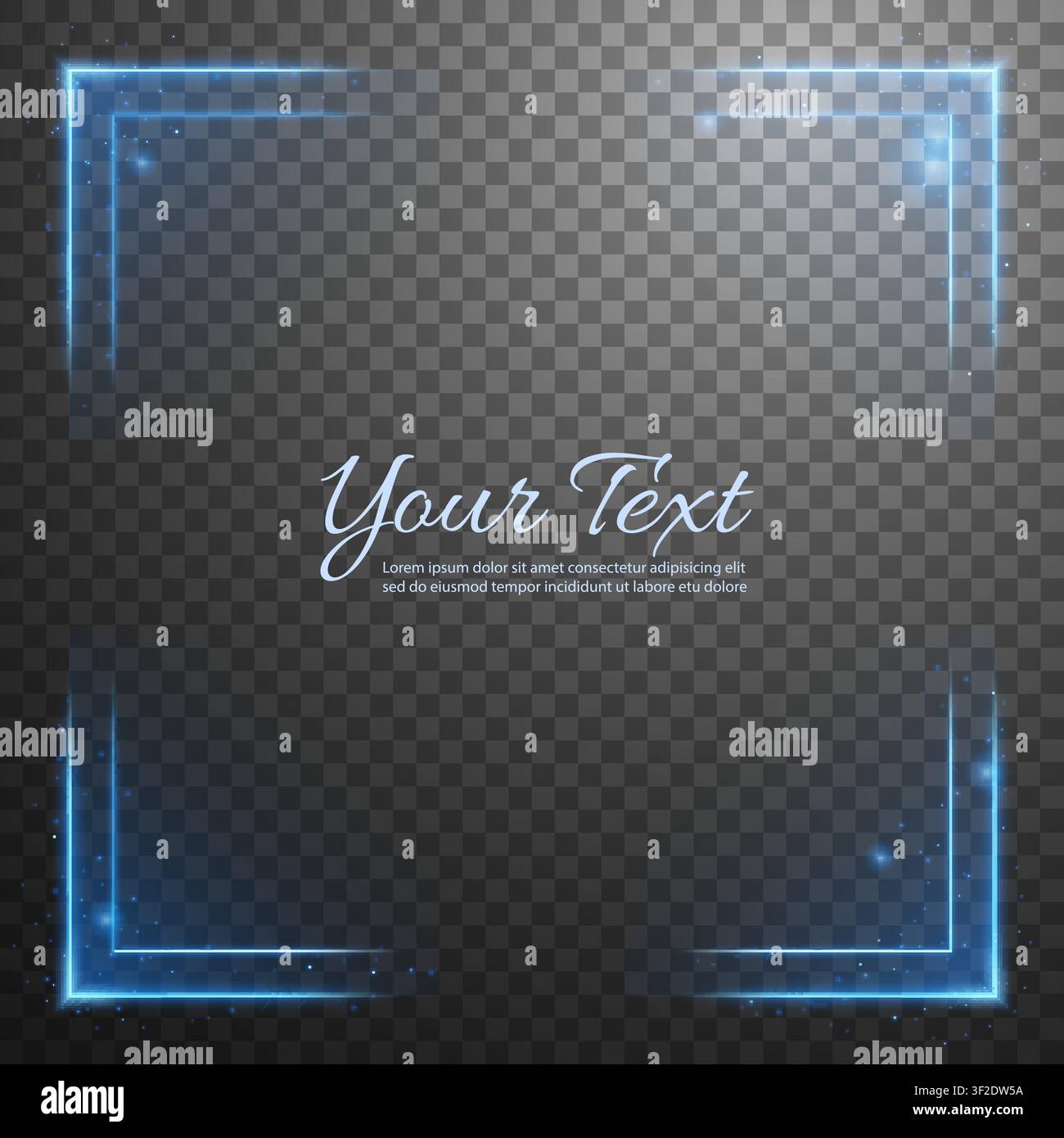Blue Neon Frame Sign, Template Design Element, Vector Illustration Stock Vector