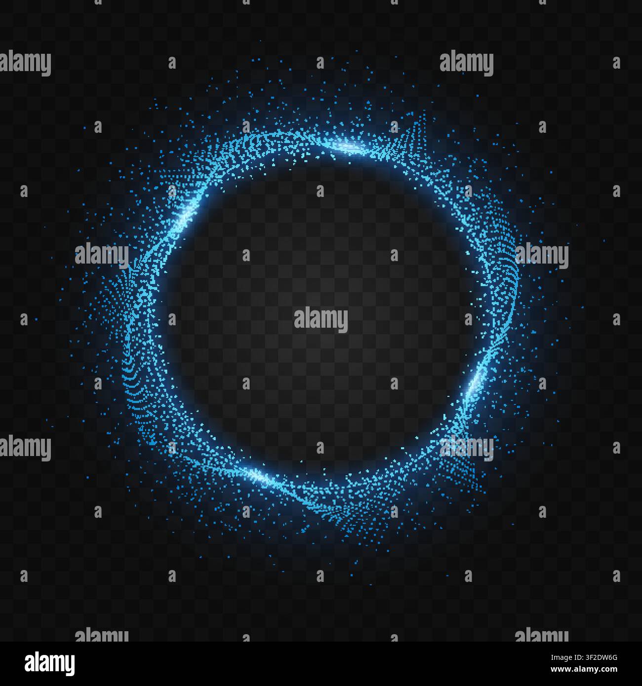 Blue Particles Liquid Dynamic Flow on Transparent Grid, Vector Illustration Stock Vector
