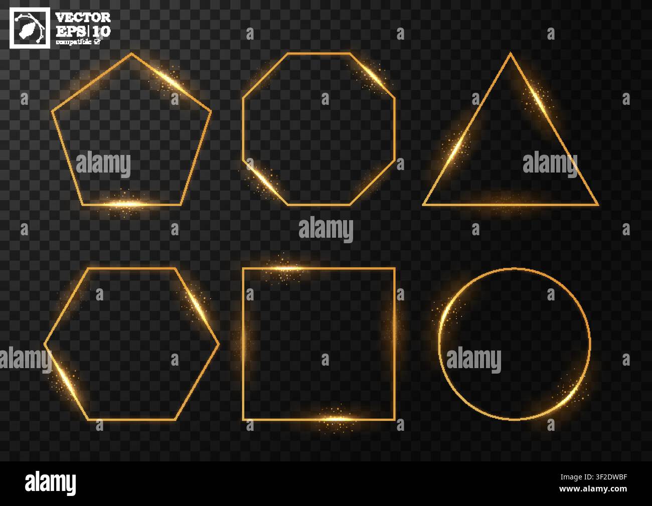 Glowing Polygon Sets, on A Transparent Background, Vector Illustration Stock Vector